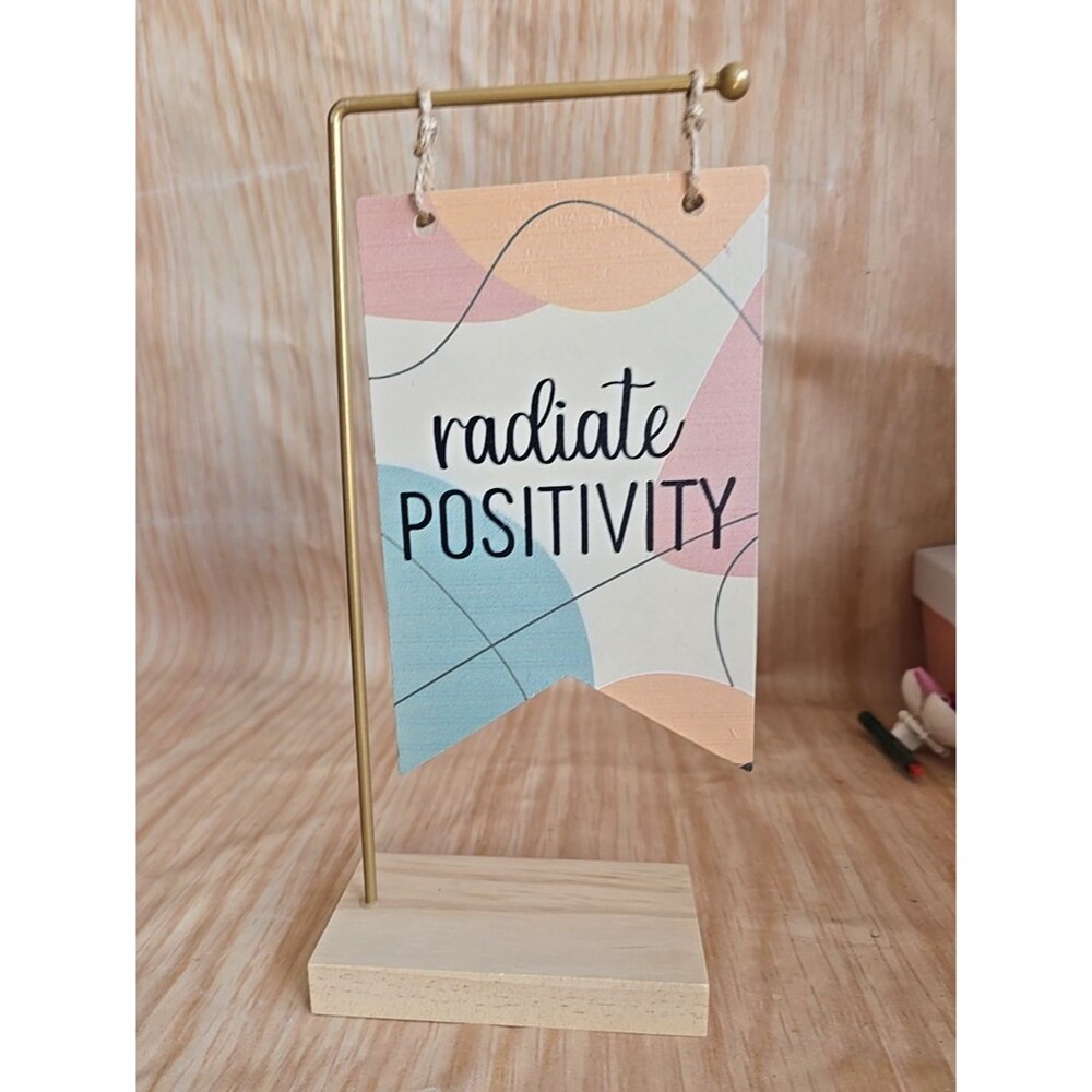 RADIATE POSITIVITY 5x10" Hanging  Wall Positive Home Decor METAL & WOOD